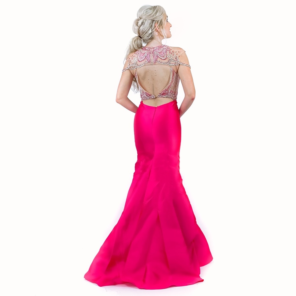 Beaded Off Shoulder Mermaid Pageant Prom Dress - Picture 7 of 8
